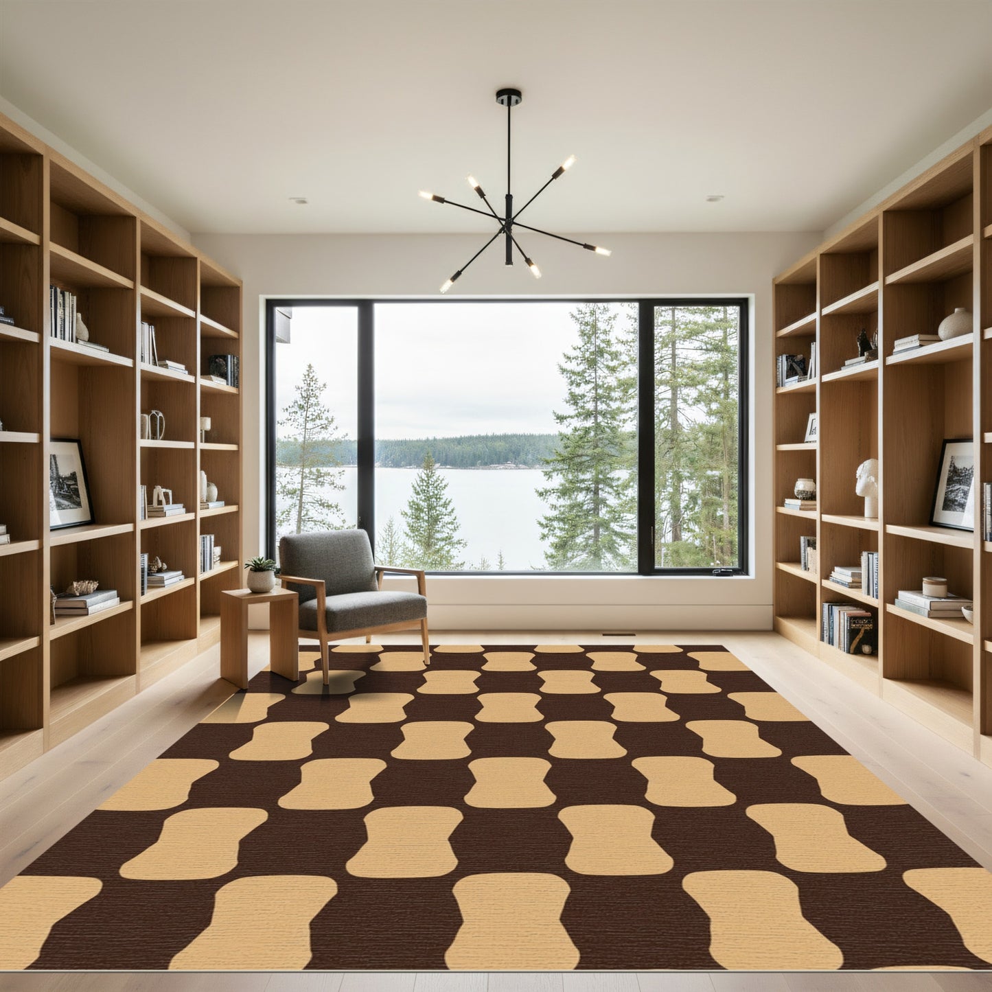 Chocolate Taupe Stacked Shapes Rug