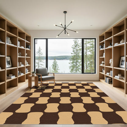 Chocolate Taupe Stacked Shapes Rug