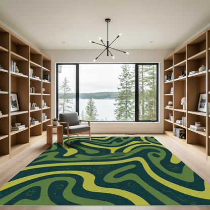 Earthy Swirl Botanical Garden Abstract Rug