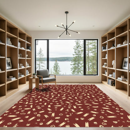 Crimson Cream Scatter Shapes Throw Rug