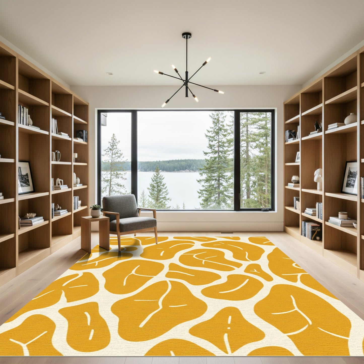 Terracotta Organic Leafy Abstract Rug