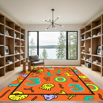 Playful Monsters And Numbers Collage Rug