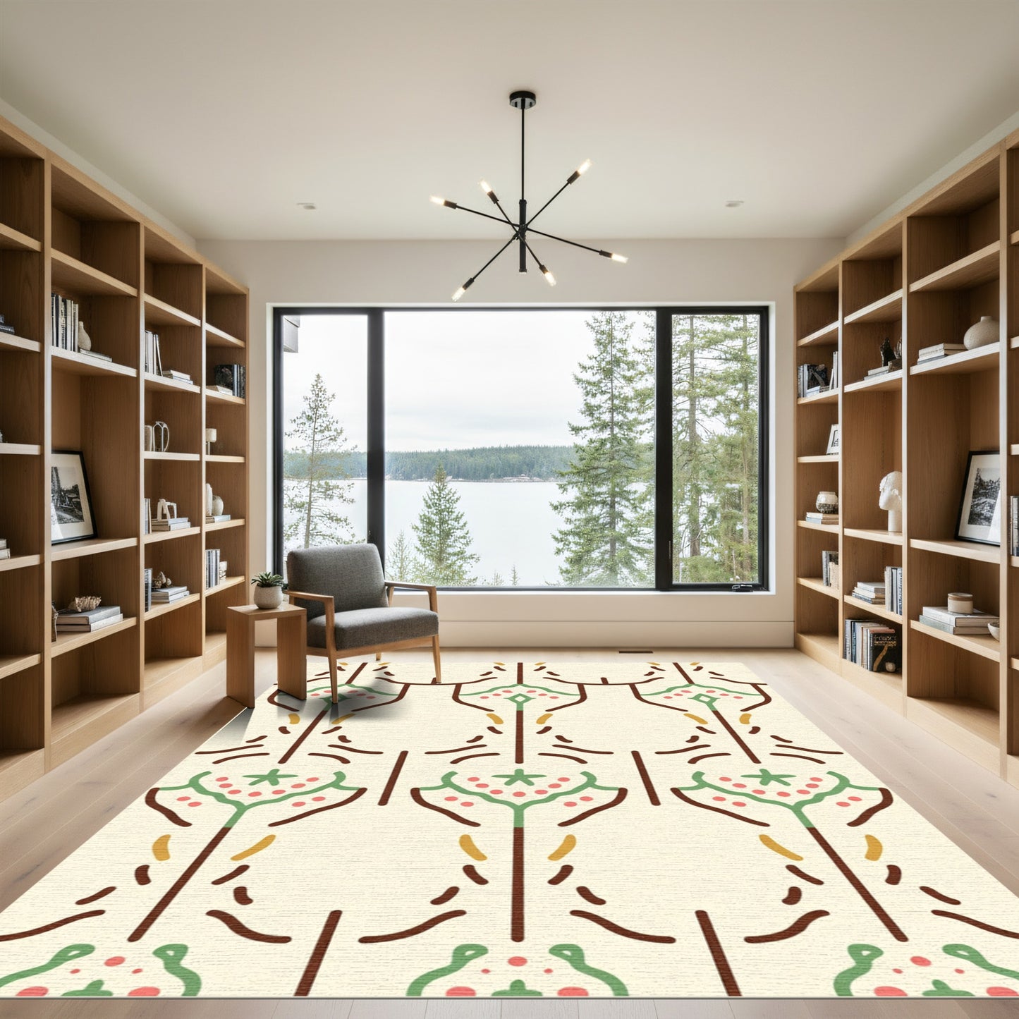 Earthy Floral Medallion Ivory Rug