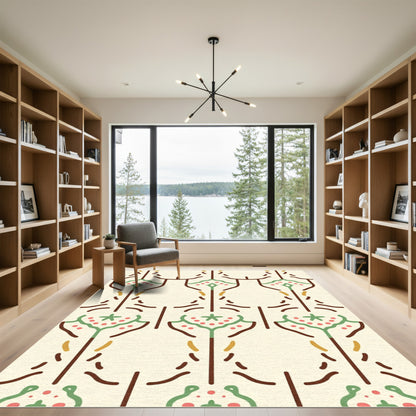 Earthy Floral Medallion Ivory Rug