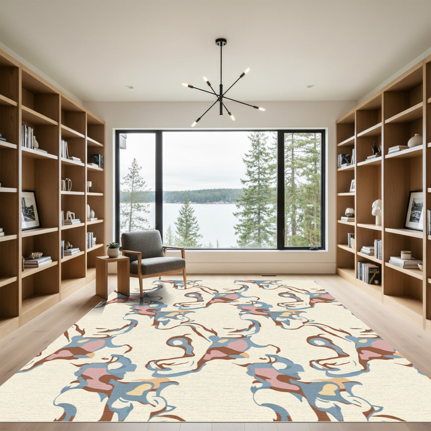 Earthy Abstract Organic Swirl Rug