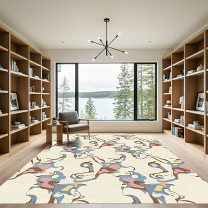 Earthy Abstract Organic Swirl Rug