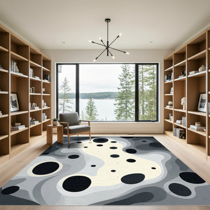 Monochrome Bubbles Organic Flow Rug