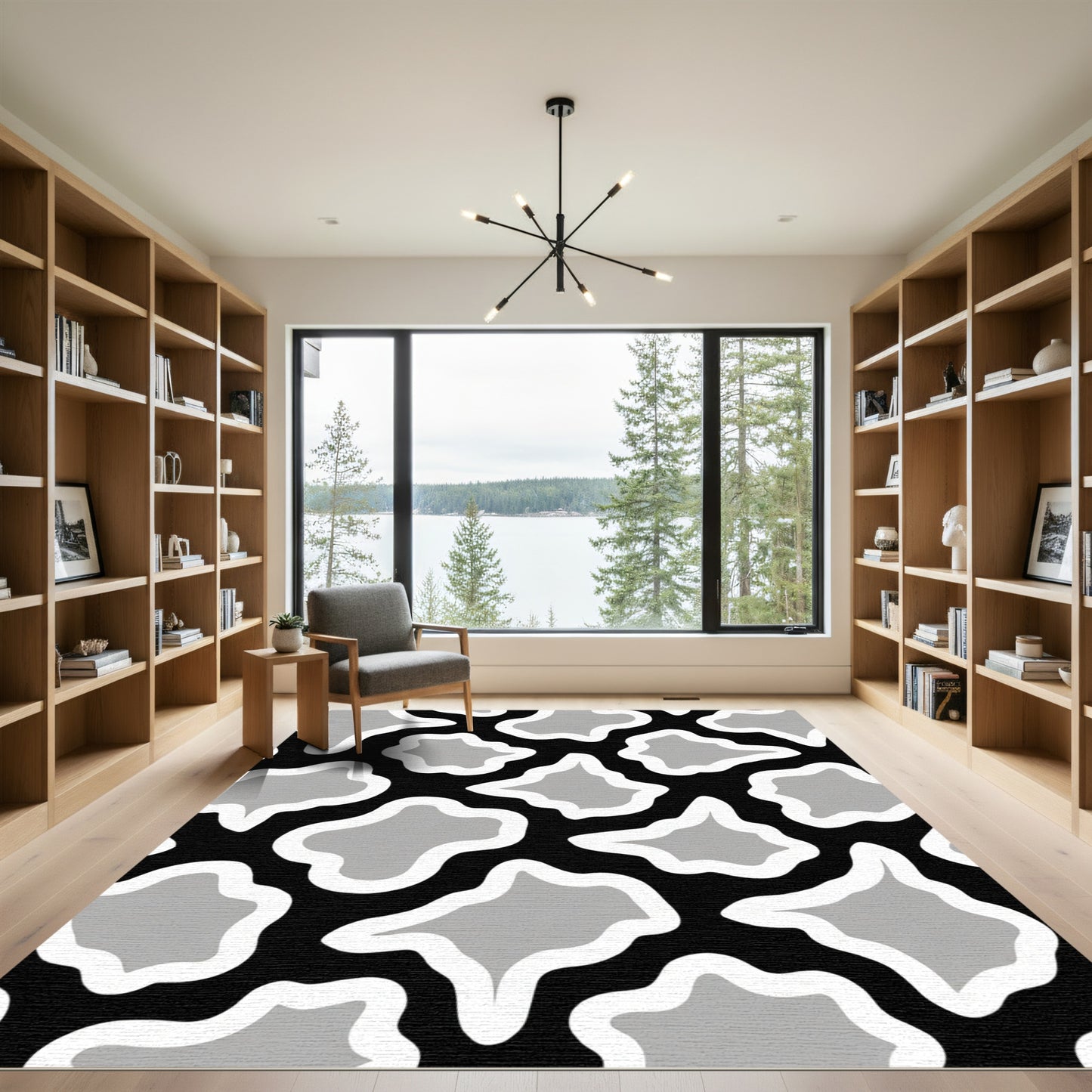 Gray Abstract Blob Patchwork Rug