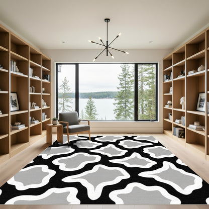 Gray Abstract Blob Patchwork Rug