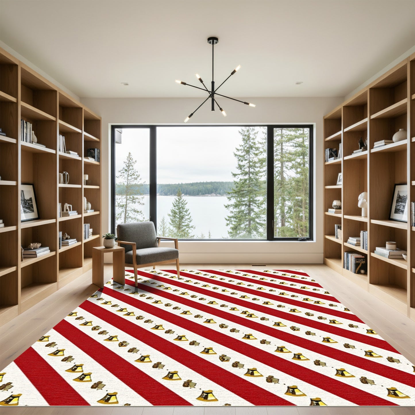 Red White Striped Golden Bells Rug