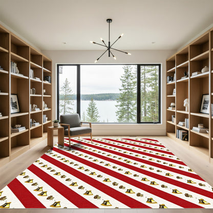 Red White Striped Golden Bells Rug