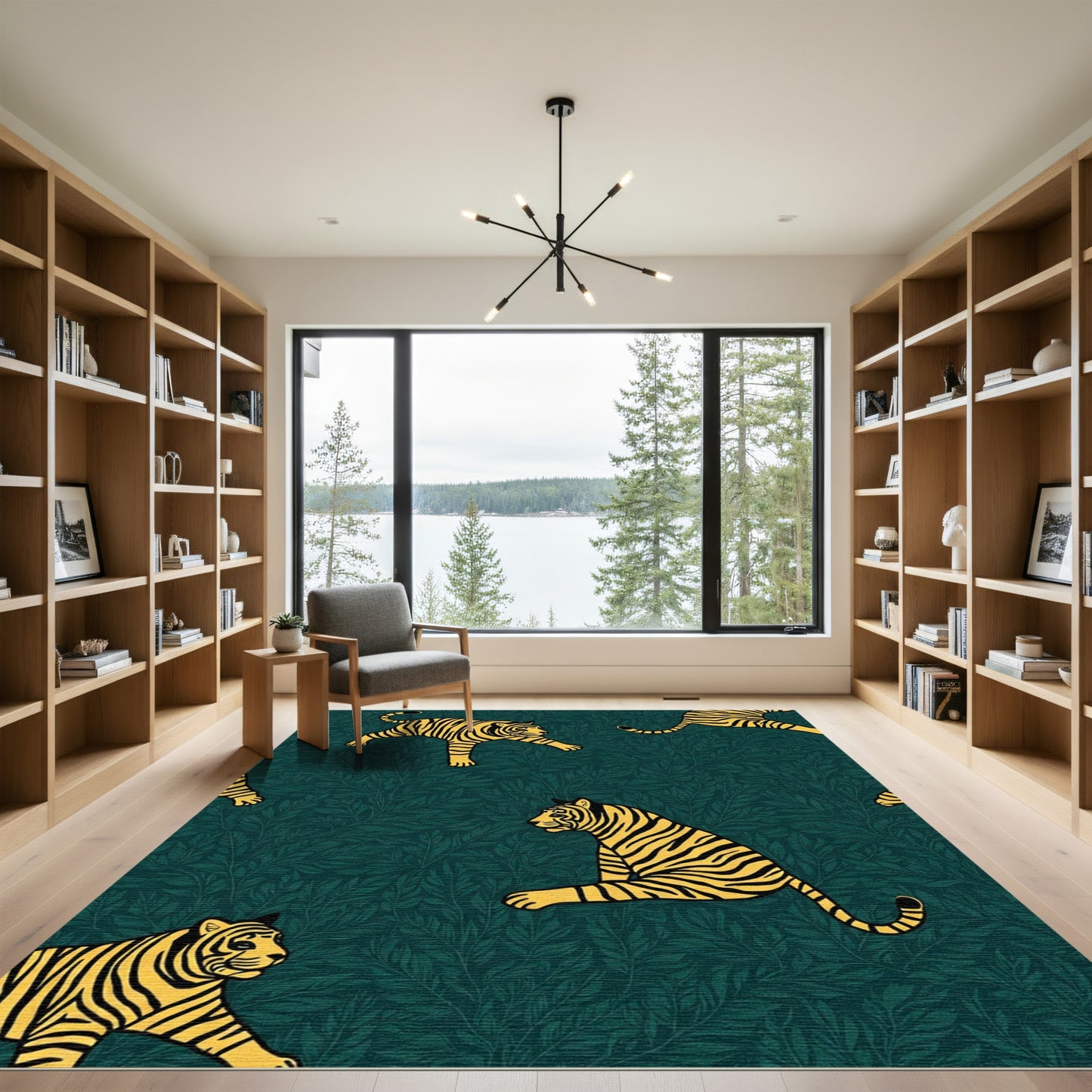 Yellow Tiger On Deep Green Foliage Rug