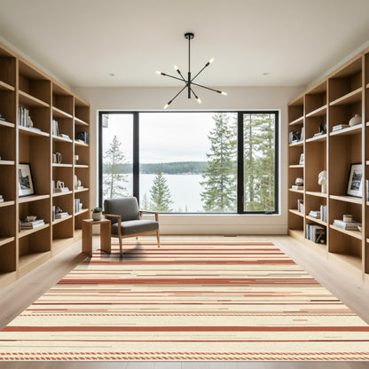 Terracotta Line Composition Rug