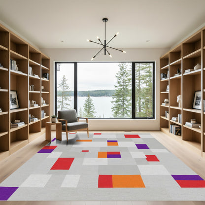 Bold Geometric Color Block Rectangles Rug