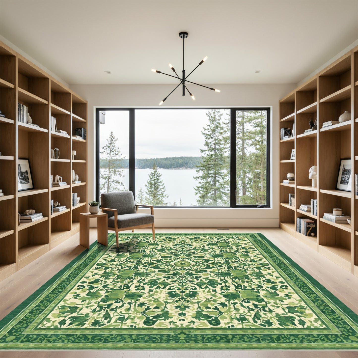 Verdant Botanical Medallion Rug