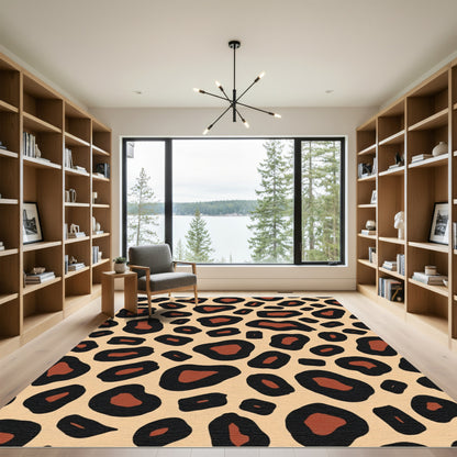 Chic Black Tan Spots Rug