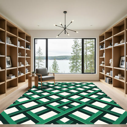Emerald Green Intersecting Lattice Rug