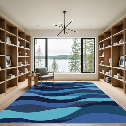 Gradient Blue Flowing Landscape Rug