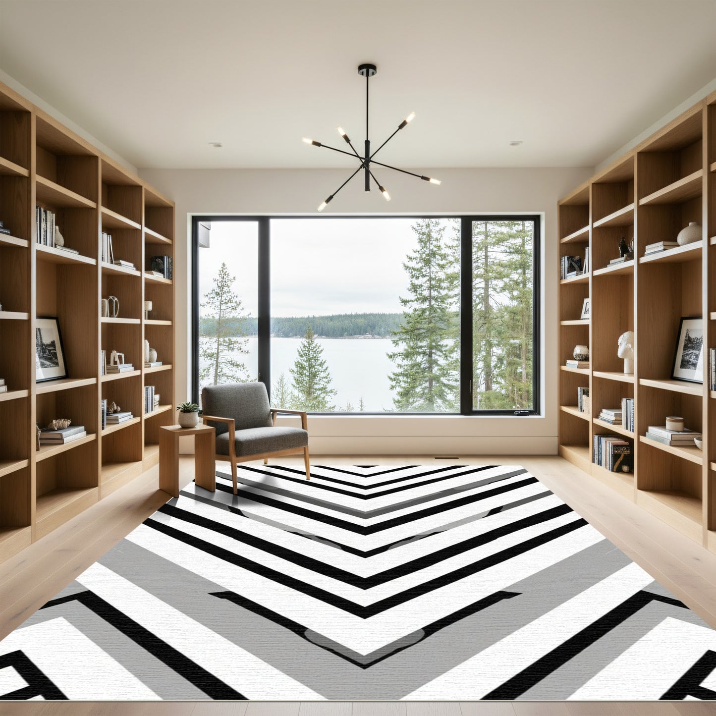Monochromatic Chevron Streaks Rug