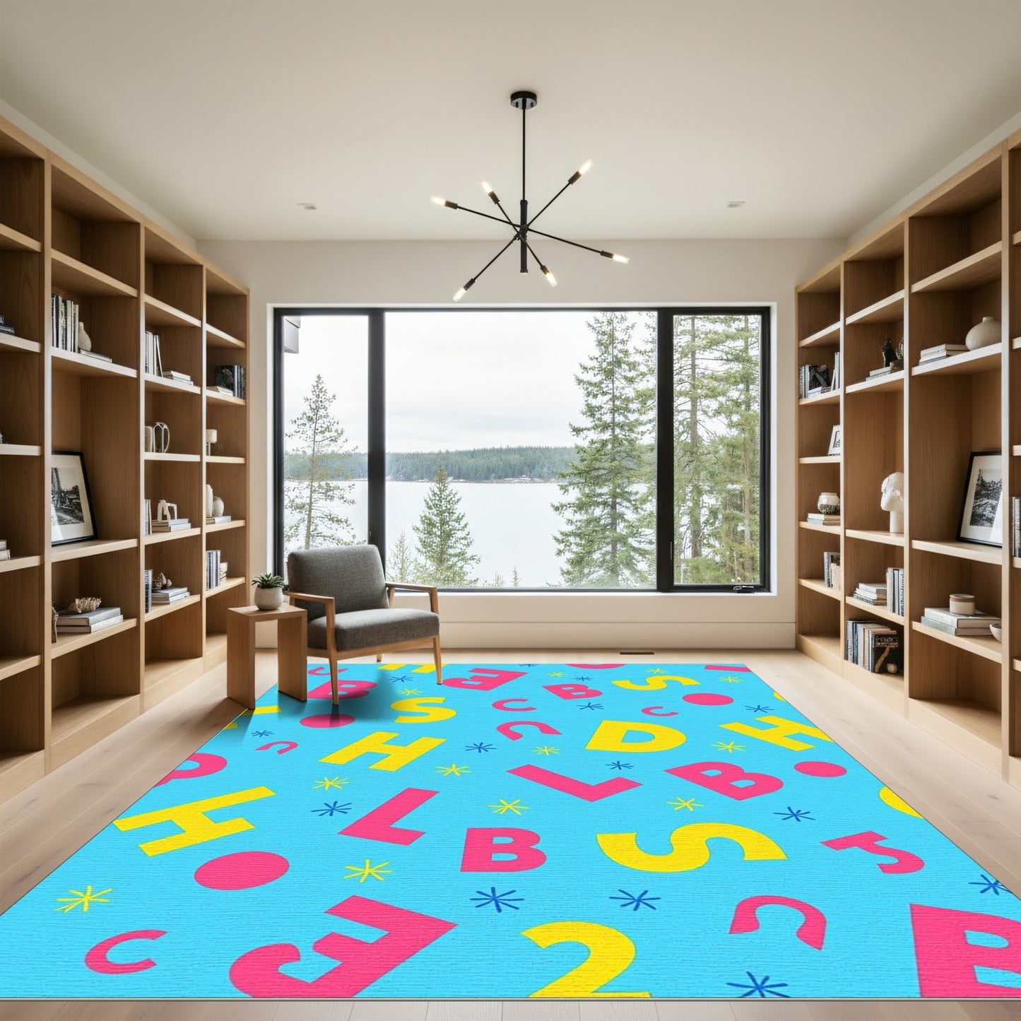Blue Alphabet Scatter Bright Fun Rug
