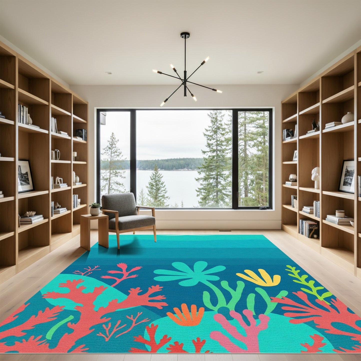 Vibrant Coral Reef Underwater Scene Rug