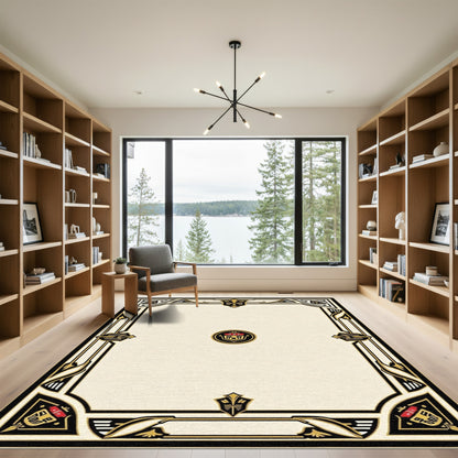 Gold Black Shield Frame Rug
