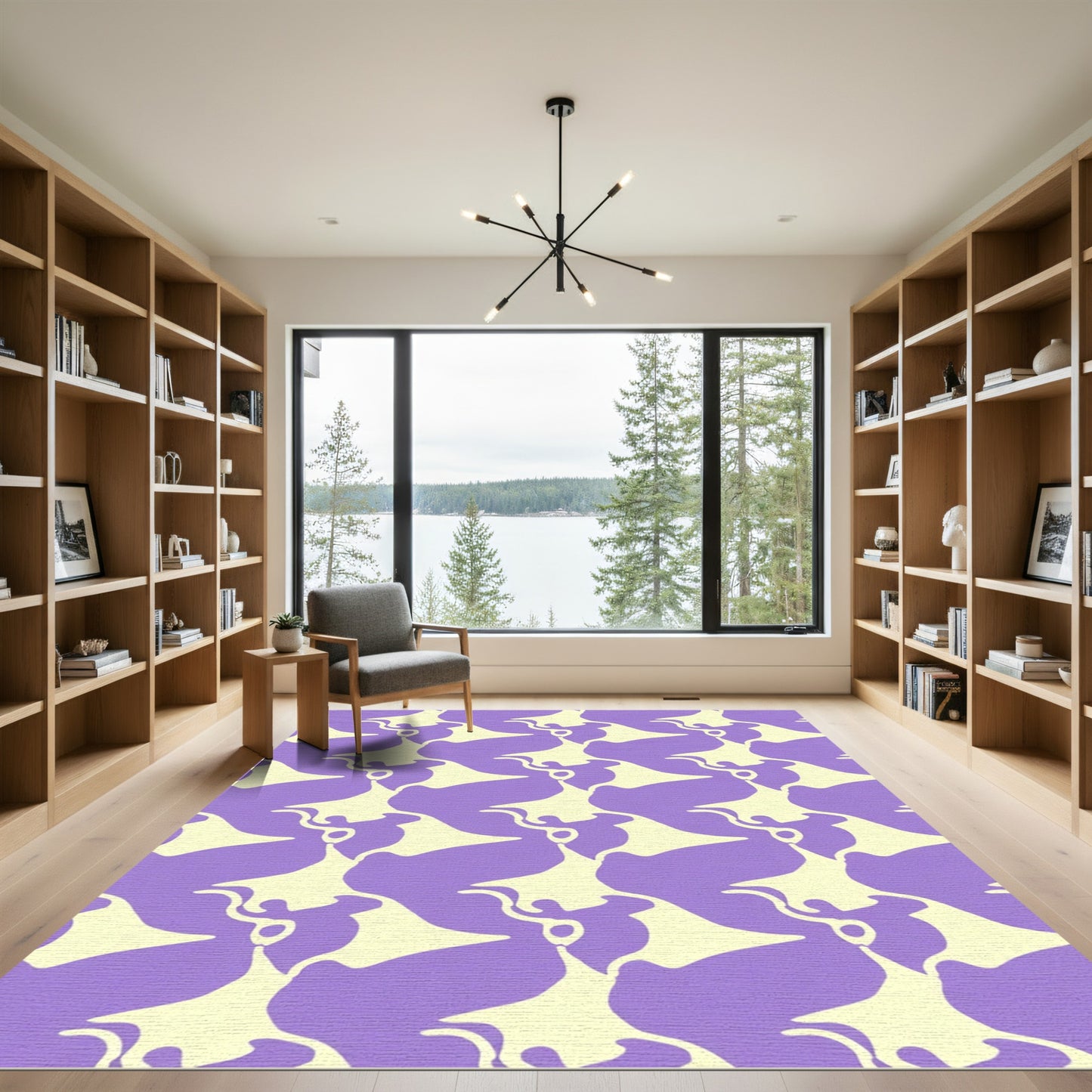 Purple Cream Abstract Amorphous Flow Rug