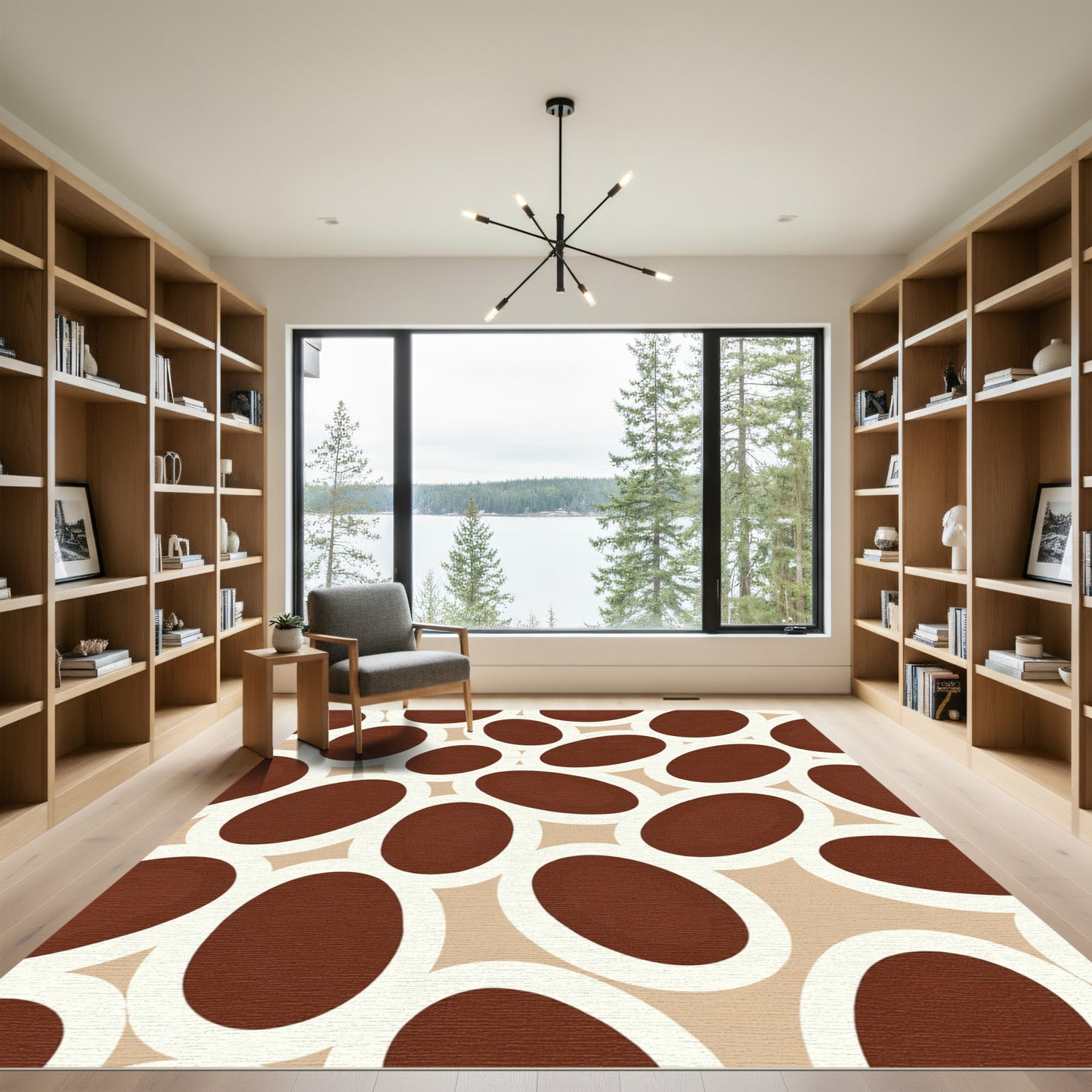 Brown Oval Cluster Arrangement Rug