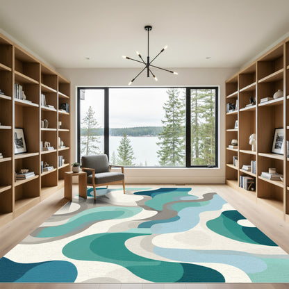 Oceanic Abstract Wave Flow Rug