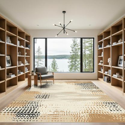 Earthy Tone Abstract Halftone Stripes Rug