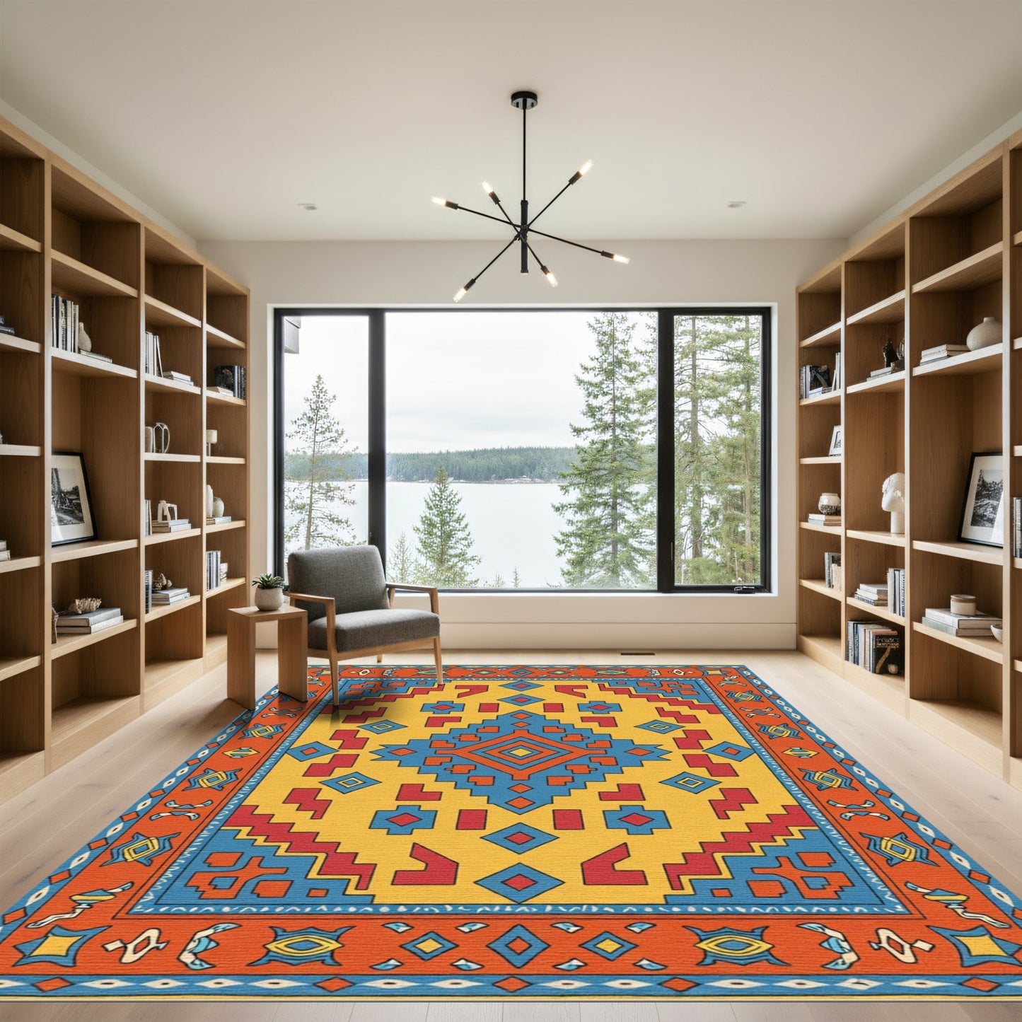Bold Geometric Diamond Medallion Rug