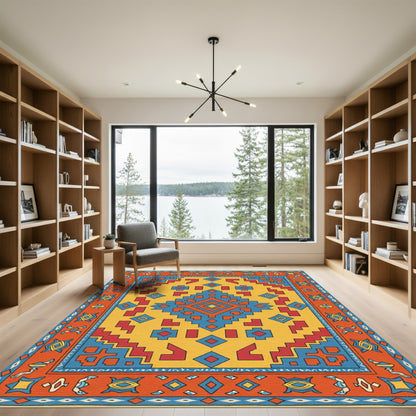 Bold Geometric Diamond Medallion Rug
