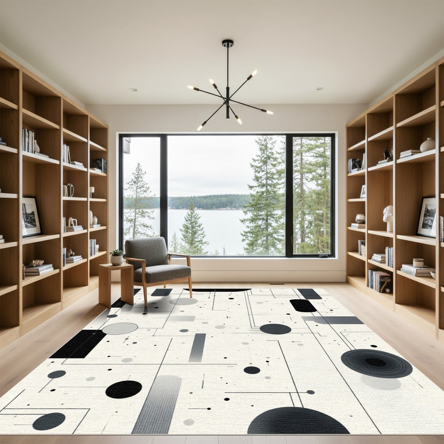 Monochromatic Geometric Dot Line Rug
