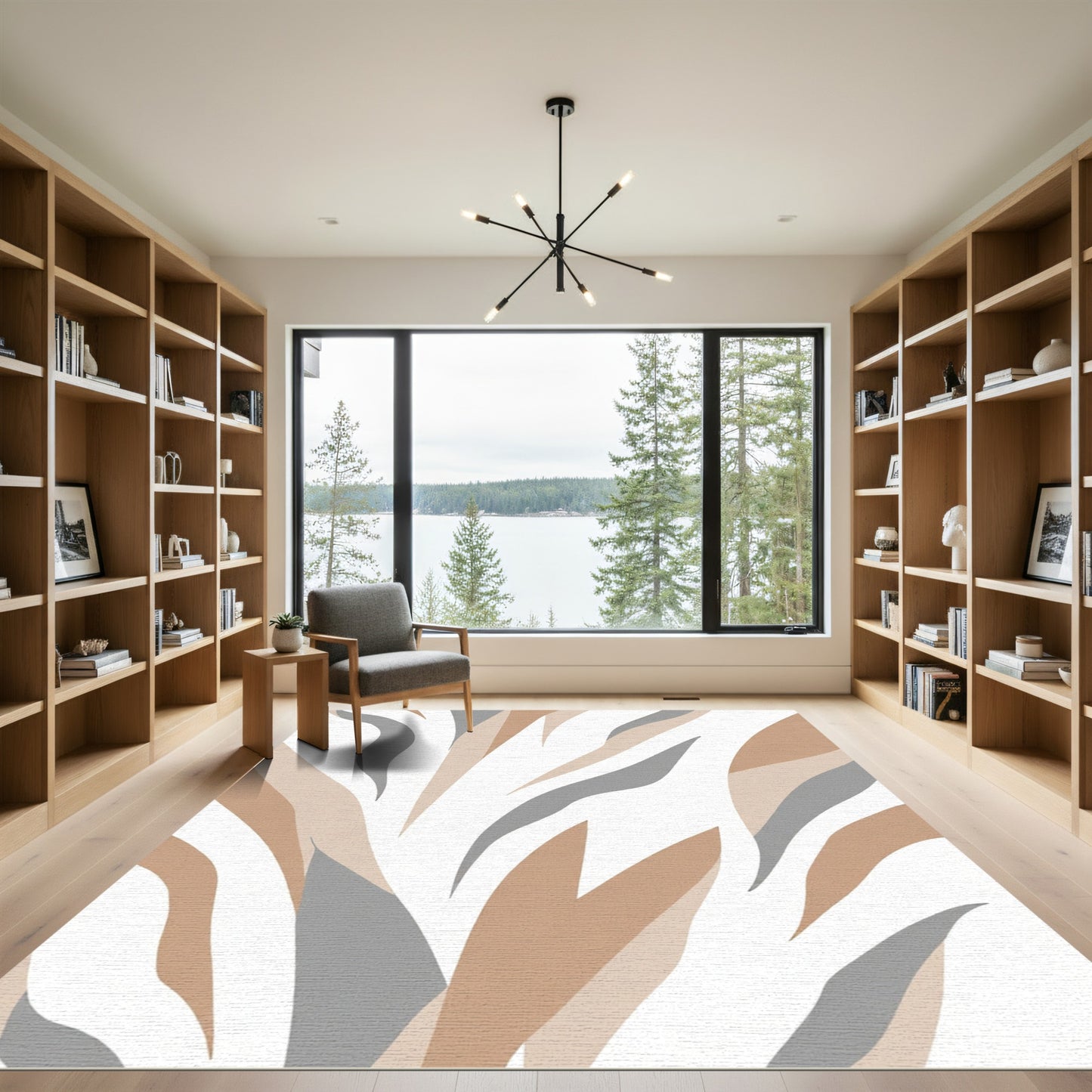 Neutral Abstract Organic Stripe Rug