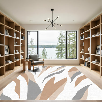 Neutral Abstract Organic Stripe Rug