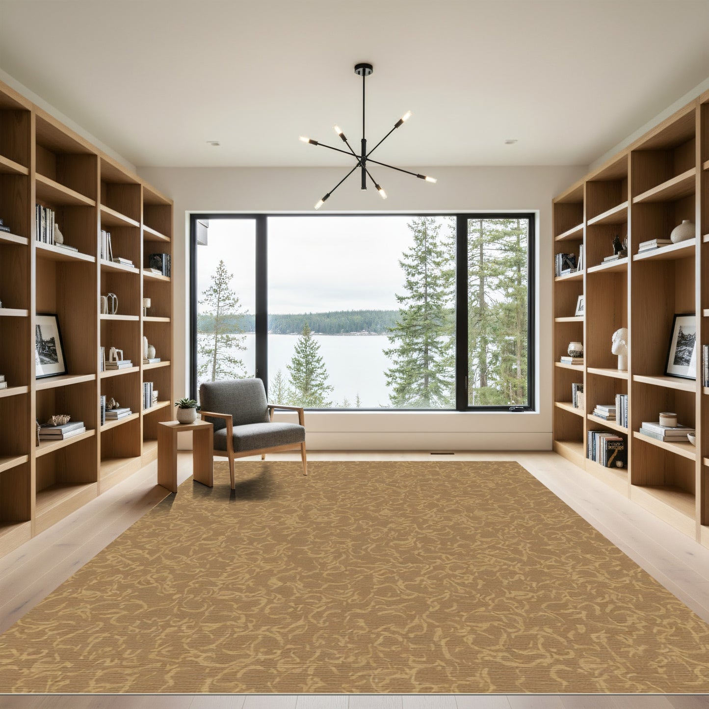 Earthy Brown Abstract Swirl Rug