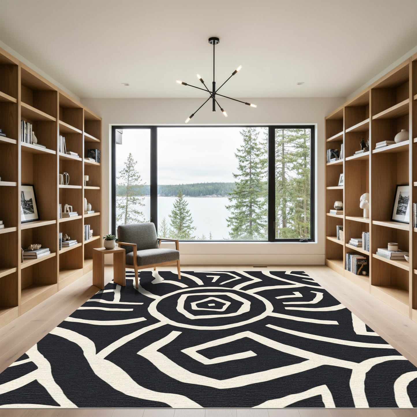 Bold Geometric Sunburst Abstract Rug