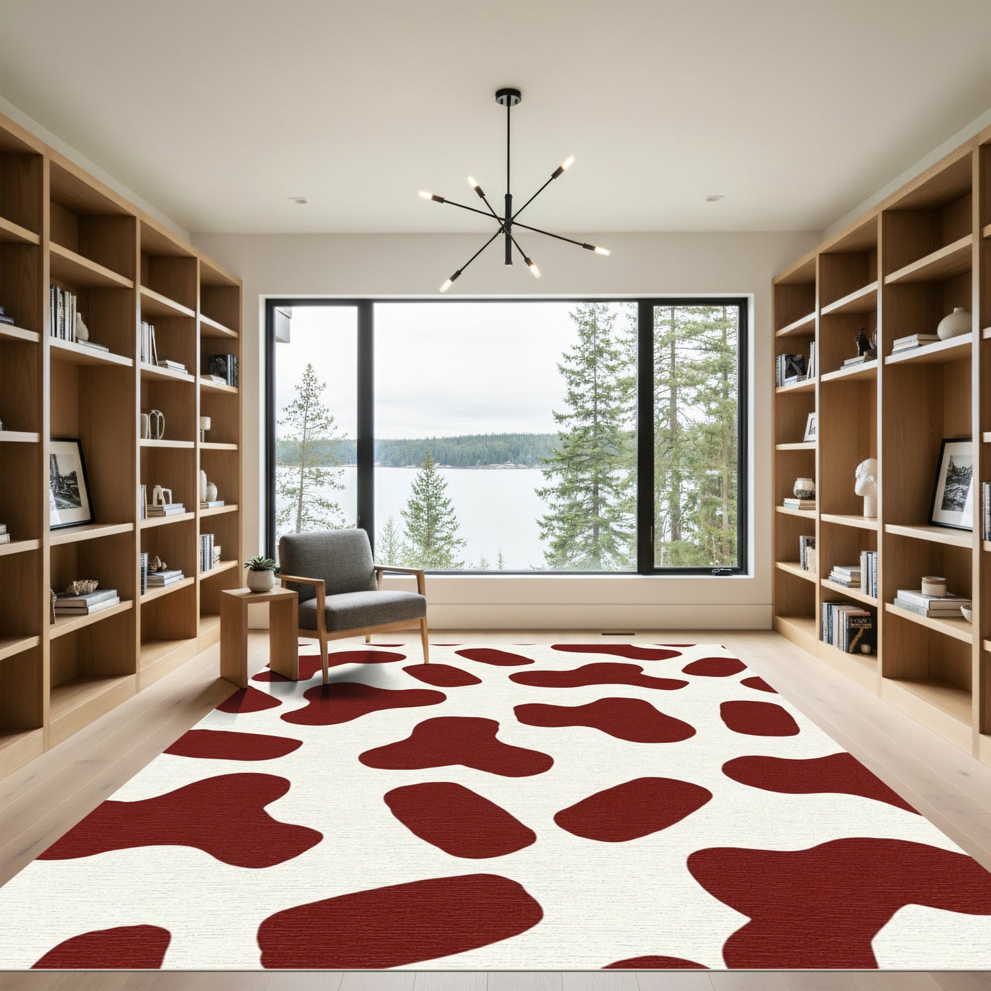Brown White Spotted Abstract Rug