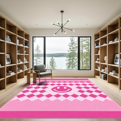 Pink Smiley Diamond Harlequin Rug