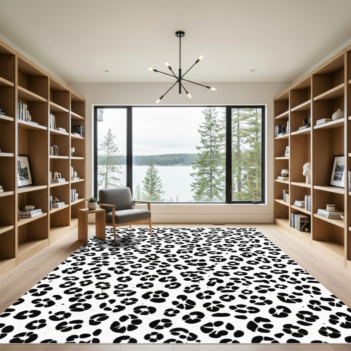 Black White Animal Print Spots Rug