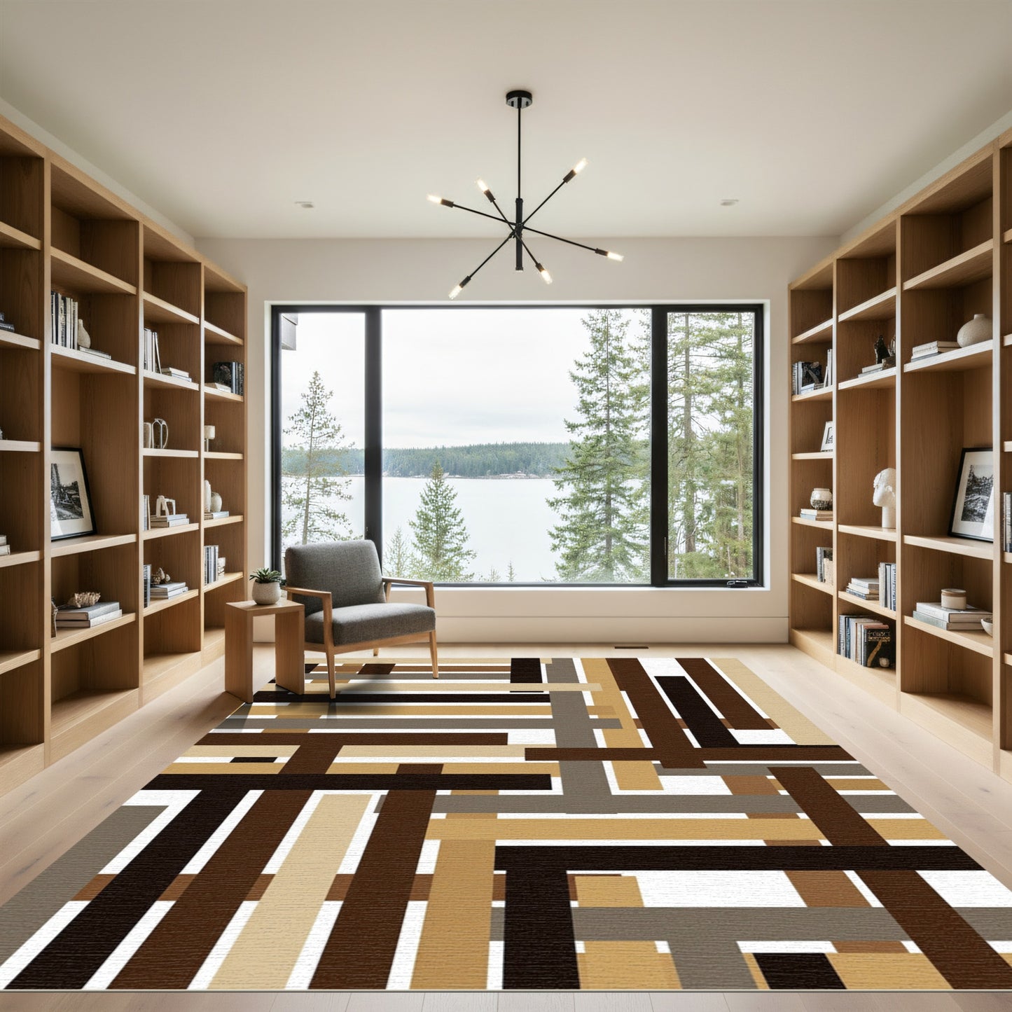 Chic Earthy Interlocking Stripes Rug
