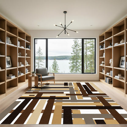 Chic Earthy Interlocking Stripes Rug