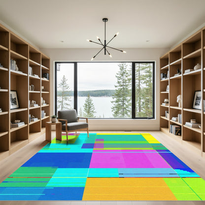 Vibrant Abstract Geometric Color Block Rug