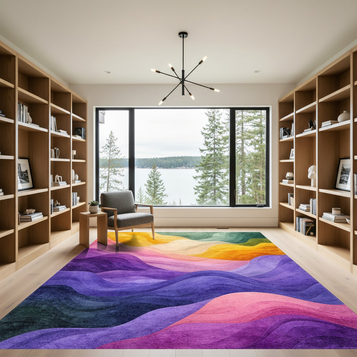 Flowing Multicolor Wave Rug