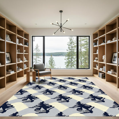 Navy Geometric Diamond Wave Rug