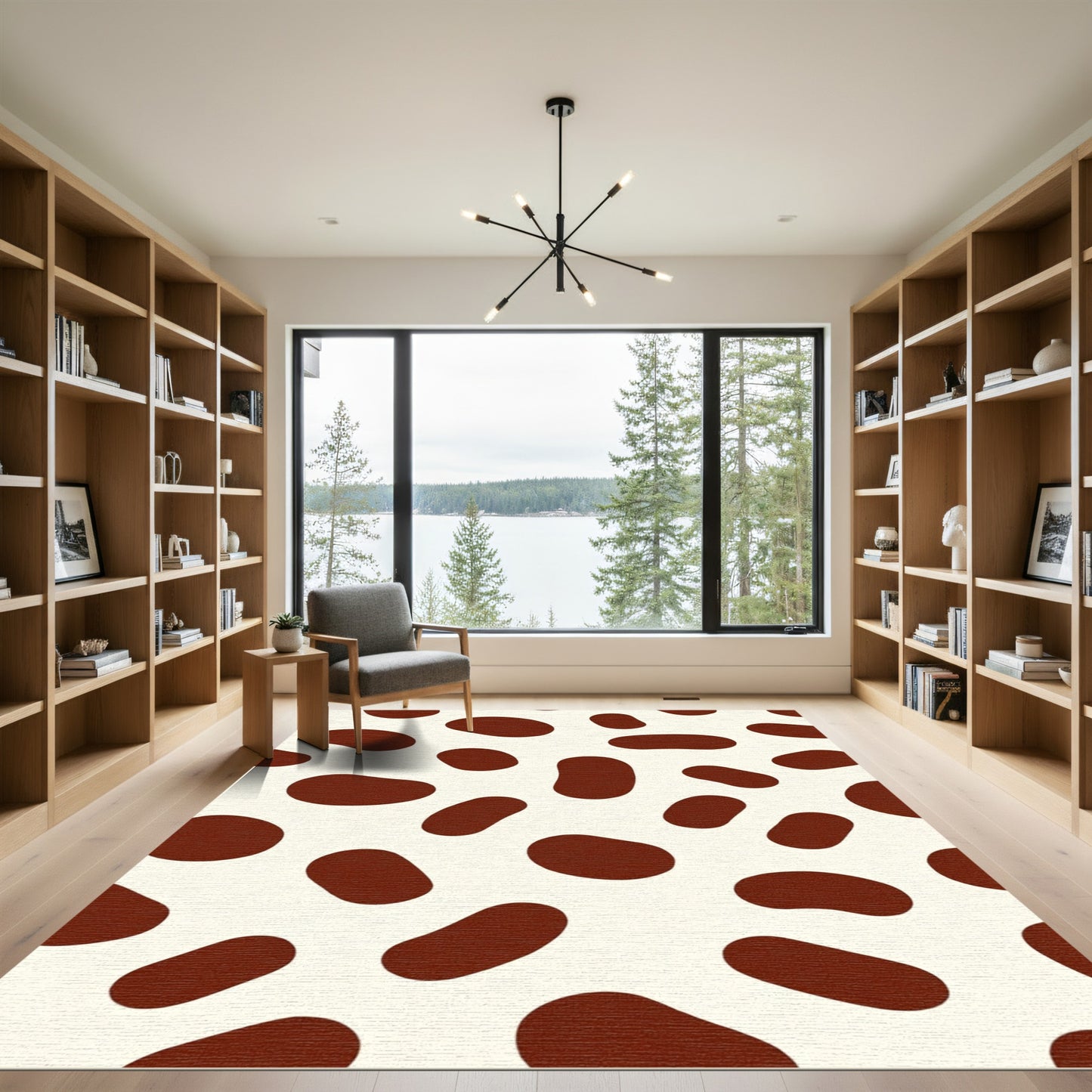 Brown spotted pattern on cream background Rug