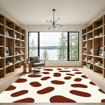 Brown spotted pattern on cream background Rug