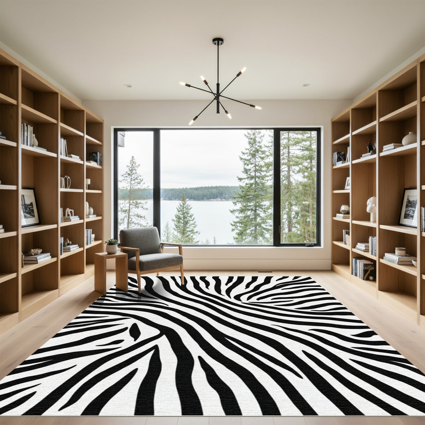 Stripe Contrast Wild Animal Skin Rug