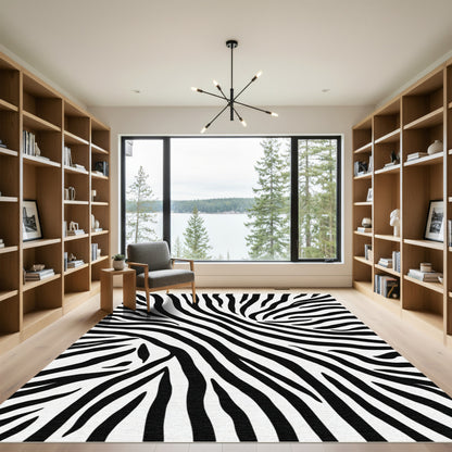 Stripe Contrast Wild Animal Skin Rug