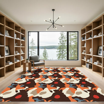 Abstract Orange White Earthy Camo Rug